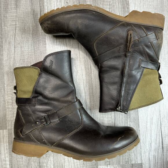 Teva Womens DE LA VINA Low Brown Boots Womens Waterproof Leather Canvas Size 8 - Picture 2 of 9